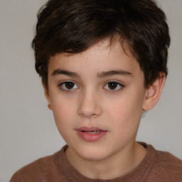 Neutral white child male with short  brown hair and brown eyes