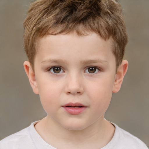 Neutral white child male with short  brown hair and brown eyes