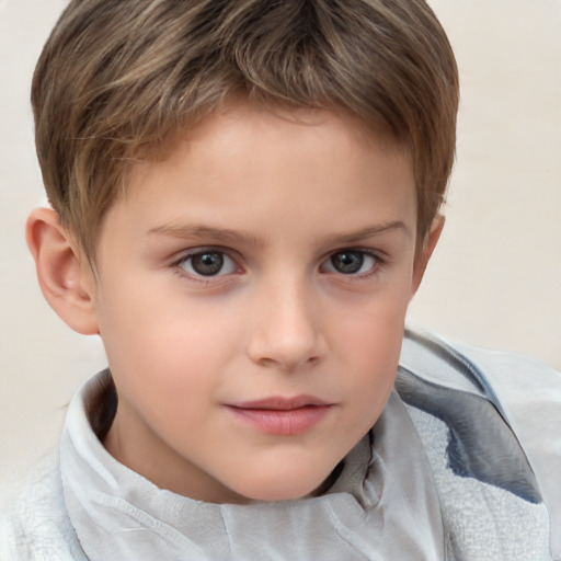 Neutral white child male with short  brown hair and brown eyes