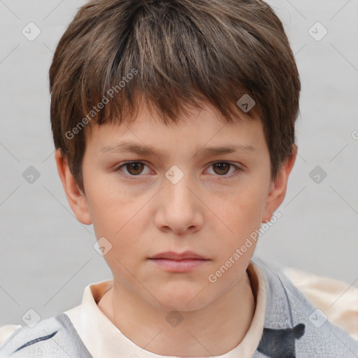 Neutral white child male with short  brown hair and brown eyes