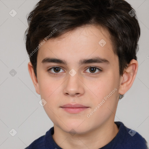 Neutral white child male with short  brown hair and brown eyes