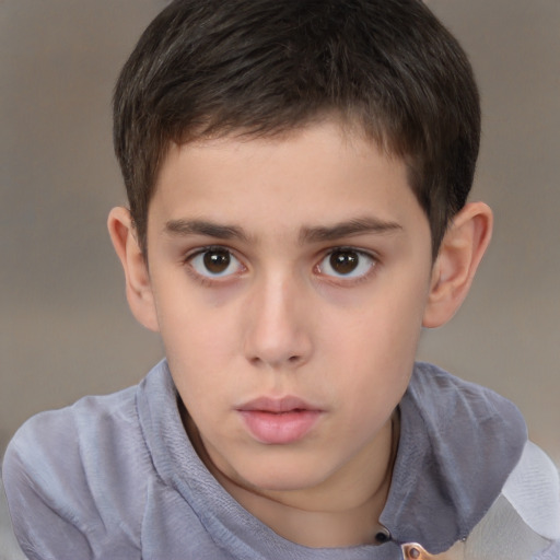 Neutral white child male with short  brown hair and brown eyes