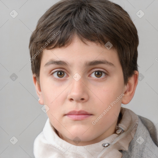 Neutral white child male with short  brown hair and brown eyes