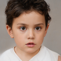 Neutral white child female with short  brown hair and brown eyes