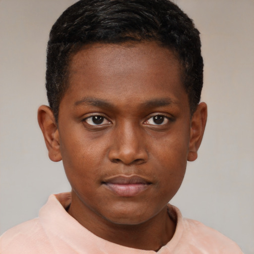 Neutral black young-adult male with short  brown hair and brown eyes