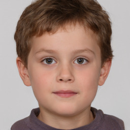 Neutral white child male with short  brown hair and brown eyes