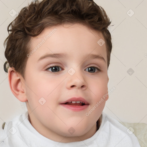 Neutral white child male with short  brown hair and brown eyes