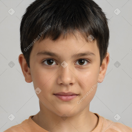 Neutral white child male with short  brown hair and brown eyes