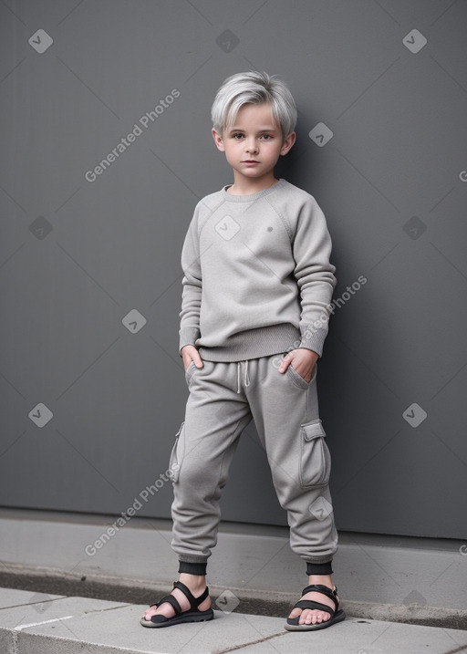 Czech child boy with  gray hair