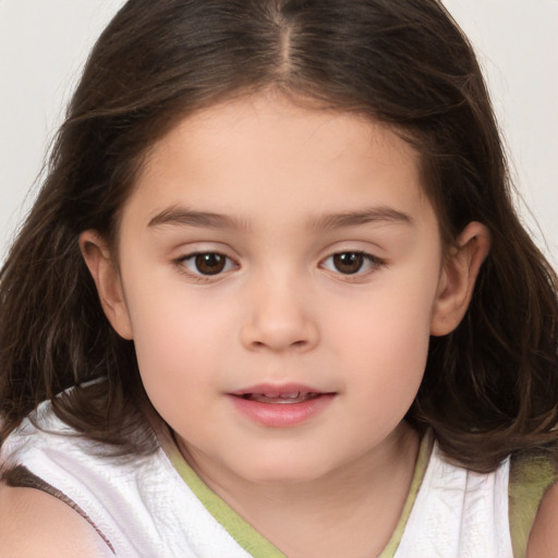 Neutral white child female with medium  brown hair and brown eyes