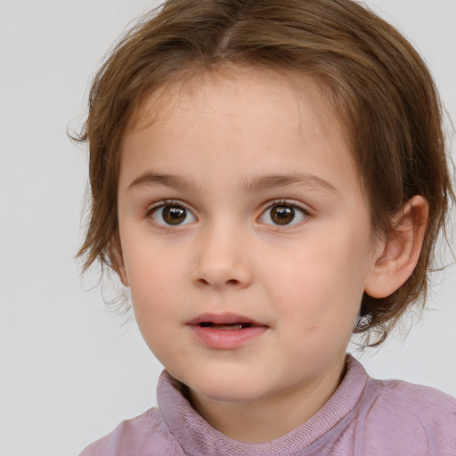 Neutral white child female with medium  brown hair and brown eyes