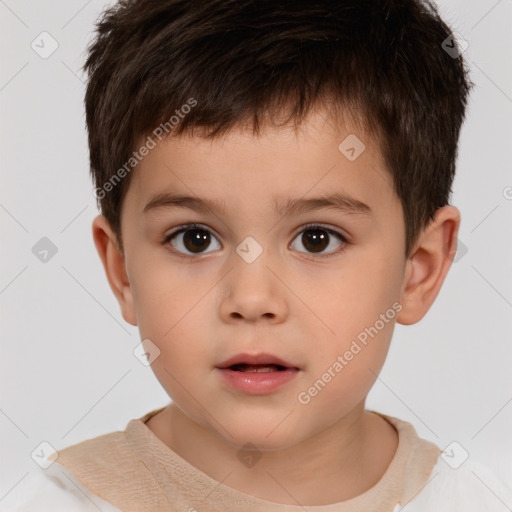 Neutral white child male with short  brown hair and brown eyes