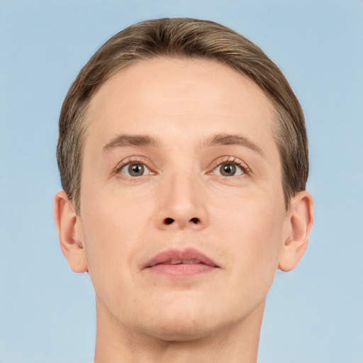 Neutral white adult male with short  brown hair and brown eyes