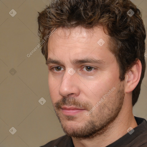 Neutral white adult male with short  brown hair and brown eyes