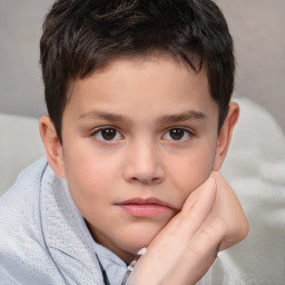 Neutral white child male with short  brown hair and brown eyes