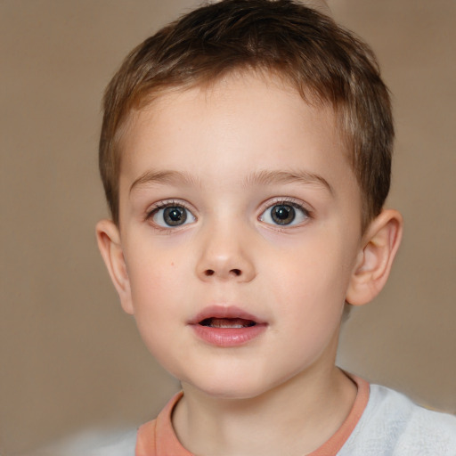 Neutral white child male with short  brown hair and brown eyes