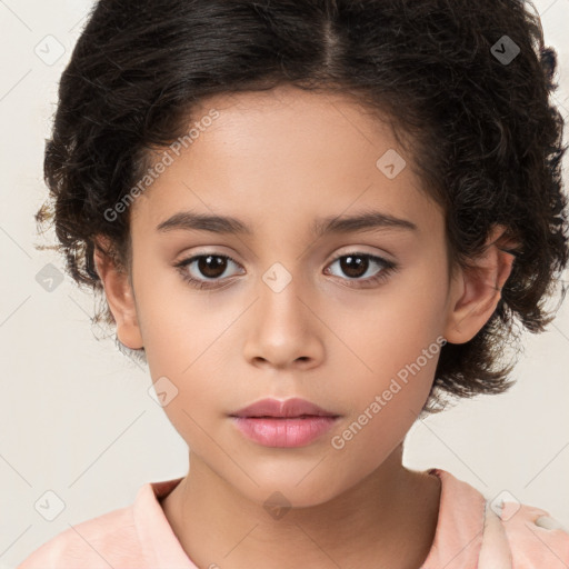 Neutral white child female with medium  brown hair and brown eyes