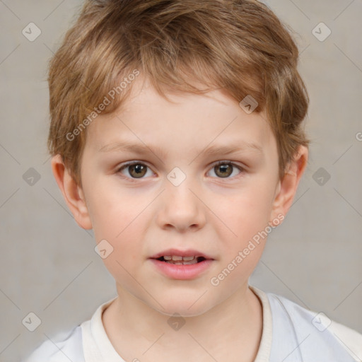 Neutral white child male with short  brown hair and brown eyes