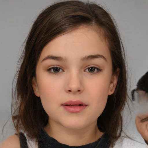 Neutral white child female with medium  brown hair and brown eyes