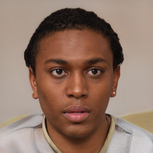 Neutral latino young-adult male with short  brown hair and brown eyes