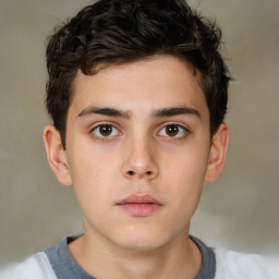 Neutral white child male with short  brown hair and brown eyes
