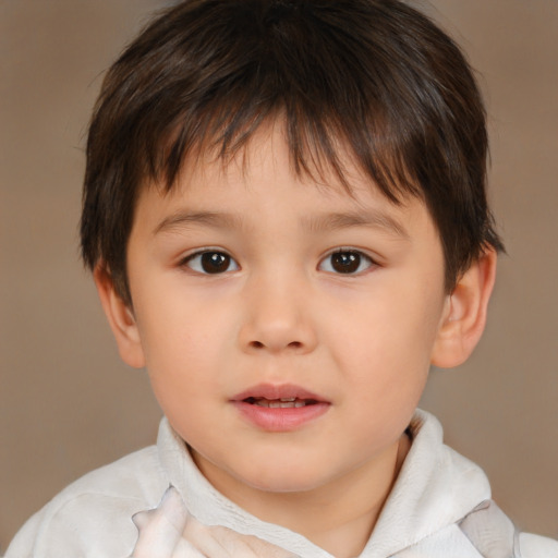 Neutral white child male with short  brown hair and brown eyes