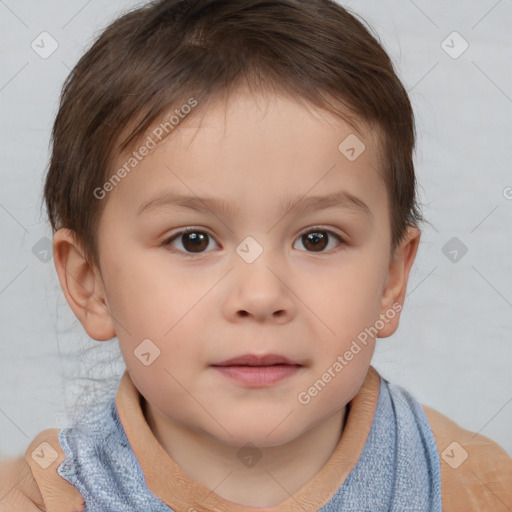 Neutral white child male with short  brown hair and brown eyes