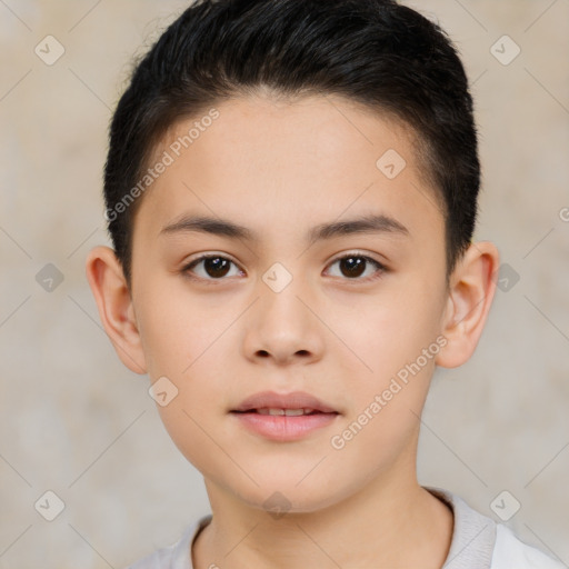 Neutral white child male with short  brown hair and brown eyes