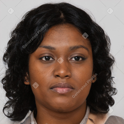 Neutral asian young-adult female with medium  brown hair and brown eyes