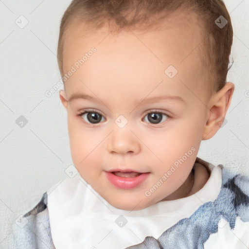 Neutral white child female with short  brown hair and brown eyes