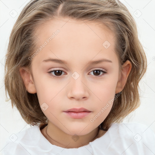 Neutral white child female with medium  brown hair and brown eyes