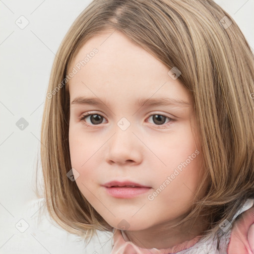 Neutral white child female with medium  brown hair and brown eyes