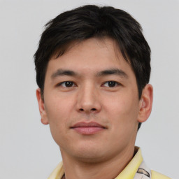 Neutral asian young-adult male with short  brown hair and brown eyes