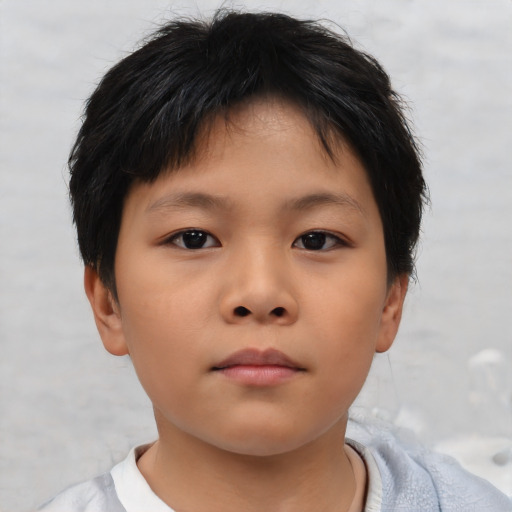Neutral asian child female with short  brown hair and brown eyes