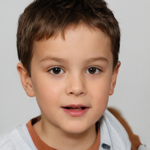 Neutral white child male with short  brown hair and brown eyes