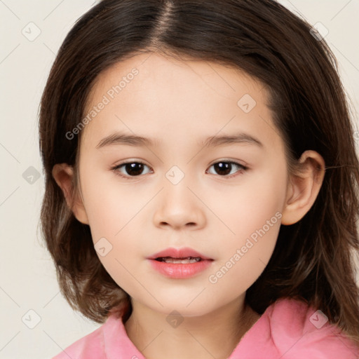 Neutral white child female with medium  brown hair and brown eyes