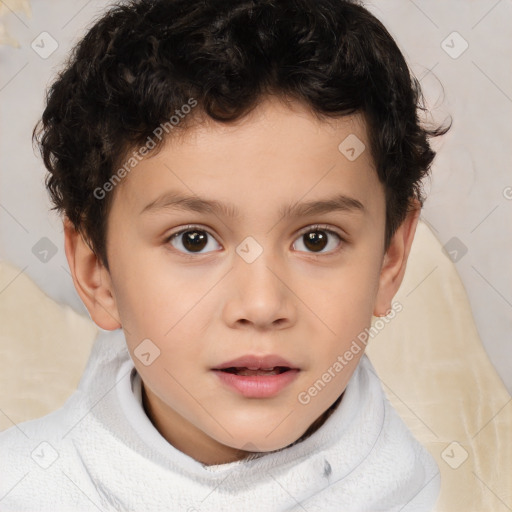 Neutral white child male with short  brown hair and brown eyes