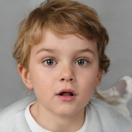 Neutral white child male with medium  brown hair and brown eyes