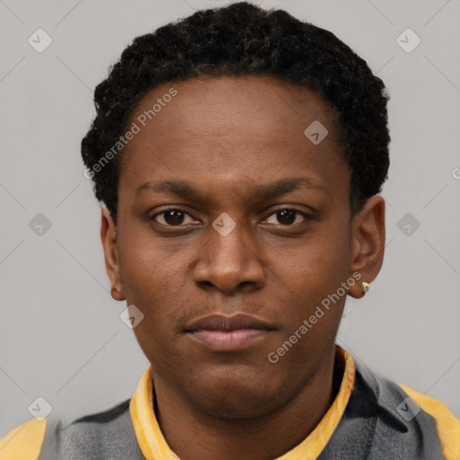 Neutral latino young-adult male with short  brown hair and brown eyes