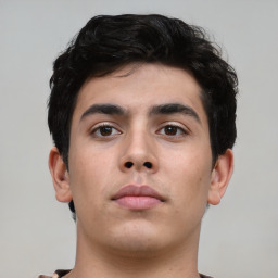 Neutral asian young-adult male with short  brown hair and brown eyes