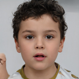 Neutral white child male with short  brown hair and brown eyes