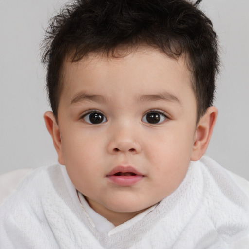 Neutral white child male with short  brown hair and brown eyes