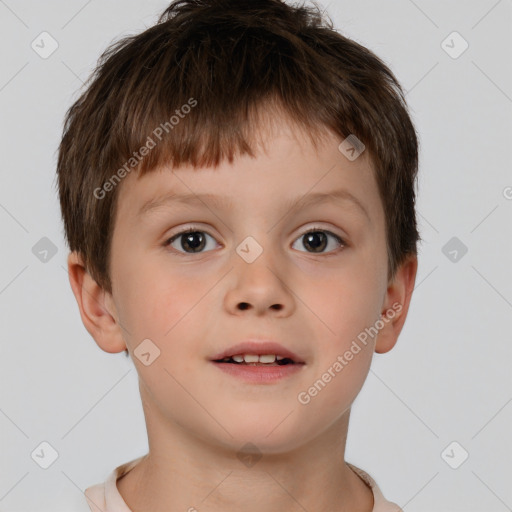 Neutral white child male with short  brown hair and brown eyes