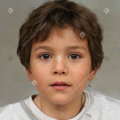 Neutral white child female with short  brown hair and brown eyes