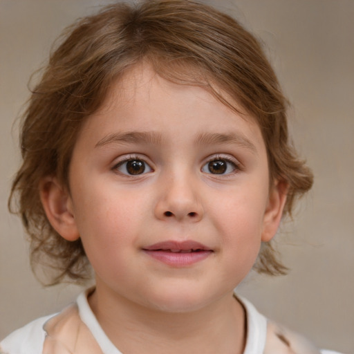 Neutral white child female with medium  brown hair and brown eyes