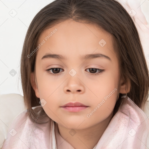 Neutral white child female with medium  brown hair and brown eyes