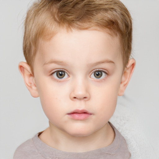 Neutral white child male with short  brown hair and blue eyes