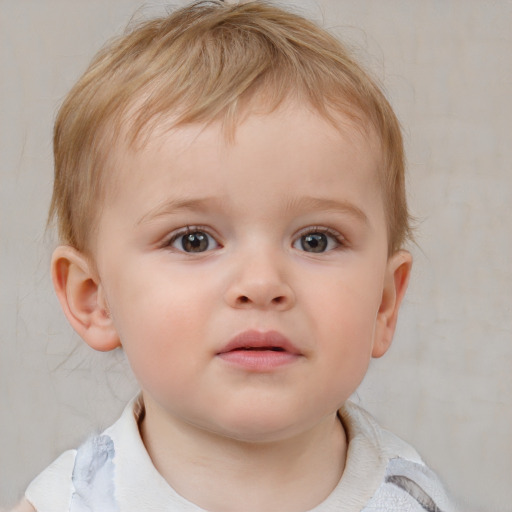 Neutral white child male with medium  brown hair and blue eyes