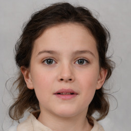 Neutral white child female with medium  brown hair and brown eyes