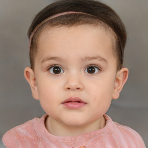 Neutral white child female with short  brown hair and brown eyes